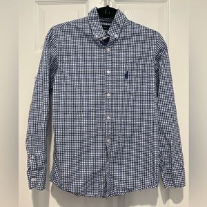 Johnnie-O Boys Berner Long Sleeve Button Down Shirt Blue and White